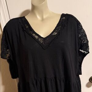torrid Black Lace Trim V-Neck Blouse